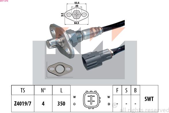 KW 497 370 - Лямбда-зонд, датчик кисню autozip.com.ua