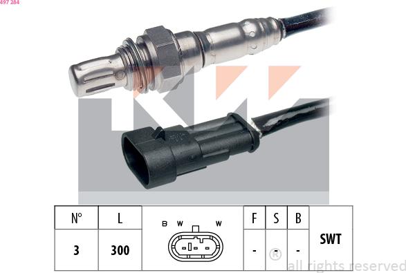 KW 497 284 - Лямбда-зонд, датчик кисню autozip.com.ua
