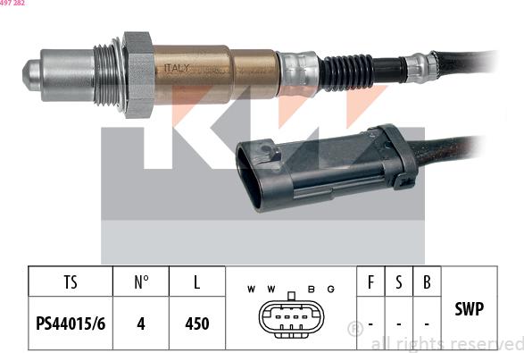 KW 497 282 - Лямбда-зонд, датчик кисню autozip.com.ua
