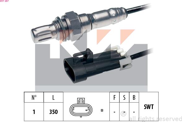 KW 497 287 - Лямбда-зонд, датчик кисню autozip.com.ua