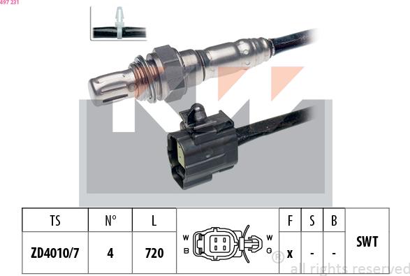 KW 497 231 - Лямбда-зонд, датчик кисню autozip.com.ua