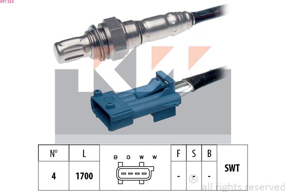 KW 497 224 - Лямбда-зонд, датчик кисню autozip.com.ua