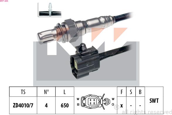 KW 497 225 - Лямбда-зонд, датчик кисню autozip.com.ua