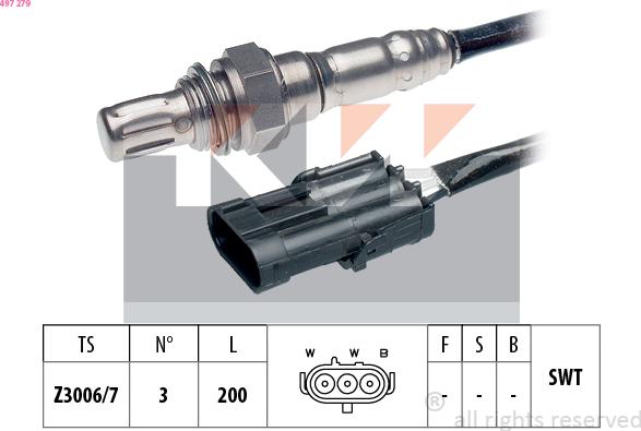 KW 497 279 - Лямбда-зонд, датчик кисню autozip.com.ua