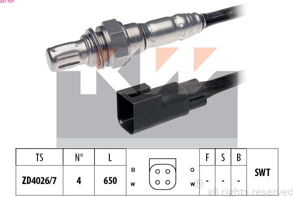 KW 497 797 - Лямбда-зонд, датчик кисню autozip.com.ua