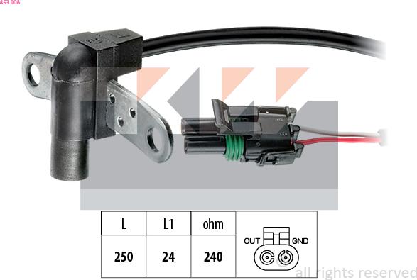 KW 453 008 - Датчик імпульсів, колінчастий вал autozip.com.ua