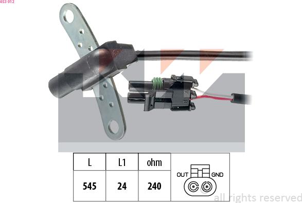 KW 453 012 - Датчик імпульсів, колінчастий вал autozip.com.ua