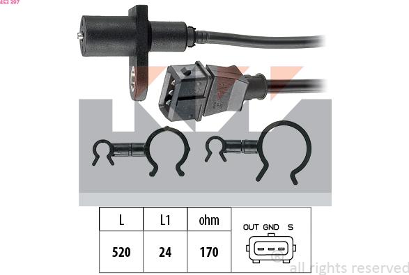KW 453 397 - Датчик імпульсів, колінчастий вал autozip.com.ua