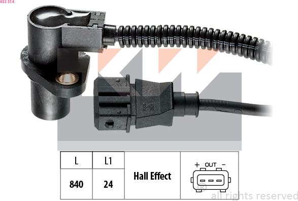 KW 453 314 - Датчик імпульсів, колінчастий вал autozip.com.ua