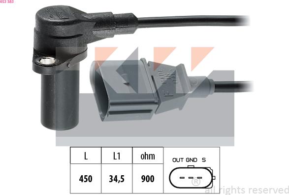 KW 453 383 - Датчик імпульсів, колінчастий вал autozip.com.ua