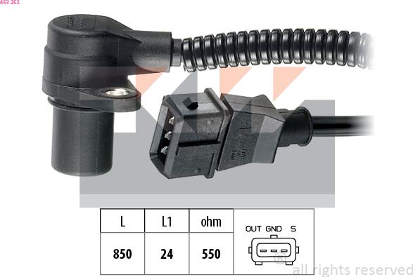 KW 453 252 - Датчик імпульсів, колінчастий вал autozip.com.ua
