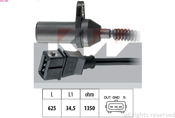 KW 453 285 - Датчик імпульсів, колінчастий вал autozip.com.ua