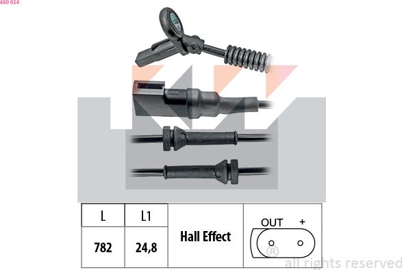 KW 460 024 - Датчик ABS, частота обертання колеса autozip.com.ua