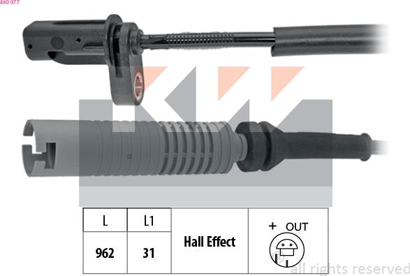 KW 460 077 - Датчик ABS, частота обертання колеса autozip.com.ua