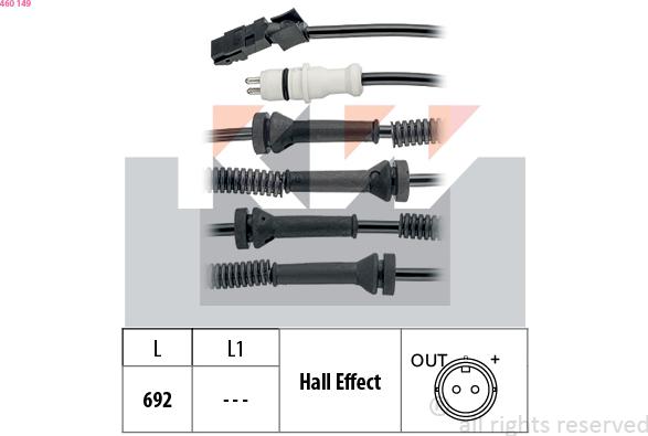 KW 460 149 - Датчик ABS, частота обертання колеса autozip.com.ua