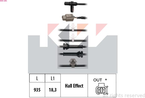 KW 460 245 - Датчик ABS, частота обертання колеса autozip.com.ua