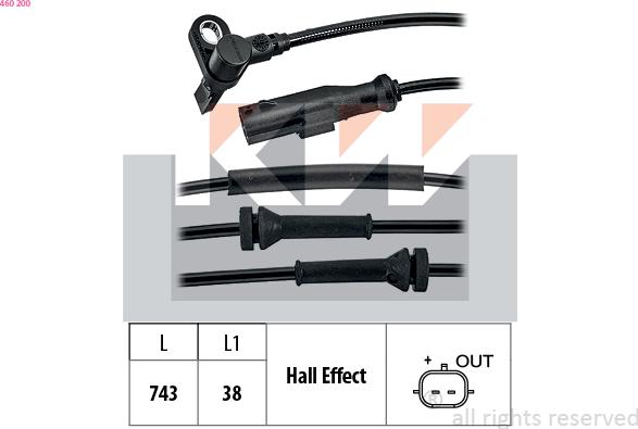 KW 460 200 - Датчик ABS, частота обертання колеса autozip.com.ua