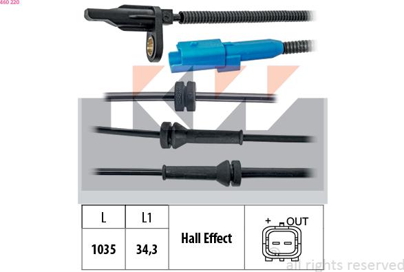 KW 460 220 - Датчик ABS, частота обертання колеса autozip.com.ua