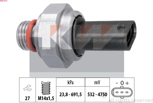 KW 480 013 - Датчик, тиск вихлопних газів autozip.com.ua