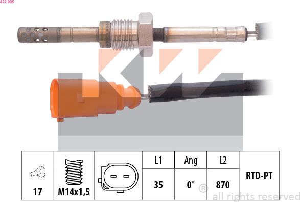 KW 422 005 - Датчик, температура вихлопних газів autozip.com.ua