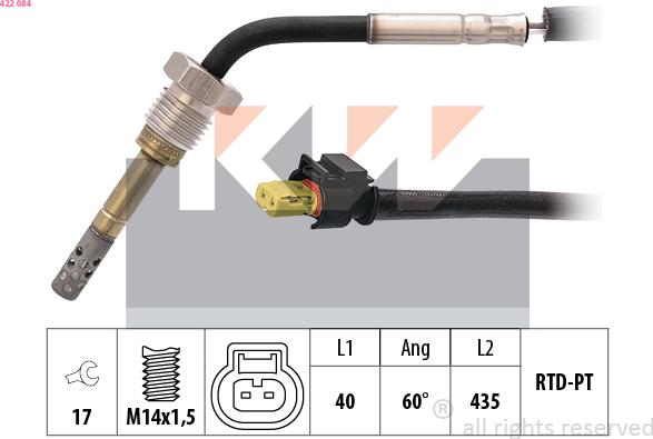 KW 422 084 - Датчик, температура вихлопних газів autozip.com.ua