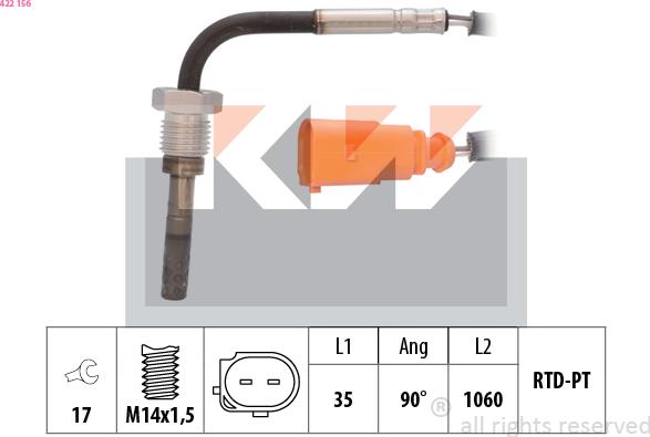 KW 422 156 - Датчик, температура вихлопних газів autozip.com.ua