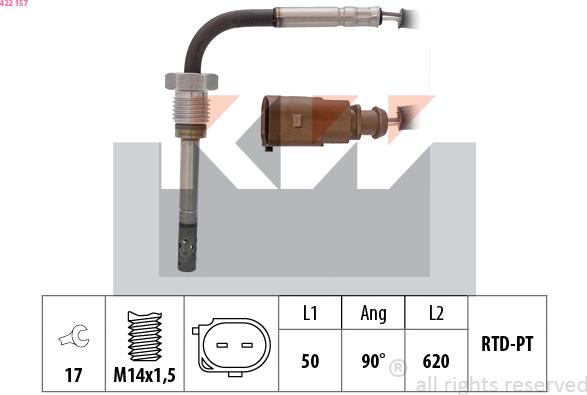 KW 422 157 - Датчик, температура вихлопних газів autozip.com.ua