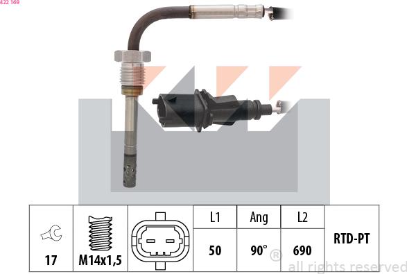 KW 422 169 - Датчик, температура вихлопних газів autozip.com.ua