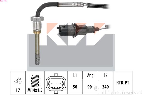 KW 422 165 - Датчик, температура вихлопних газів autozip.com.ua