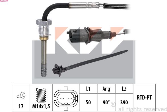 KW 422 337 - Датчик, температура вихлопних газів autozip.com.ua