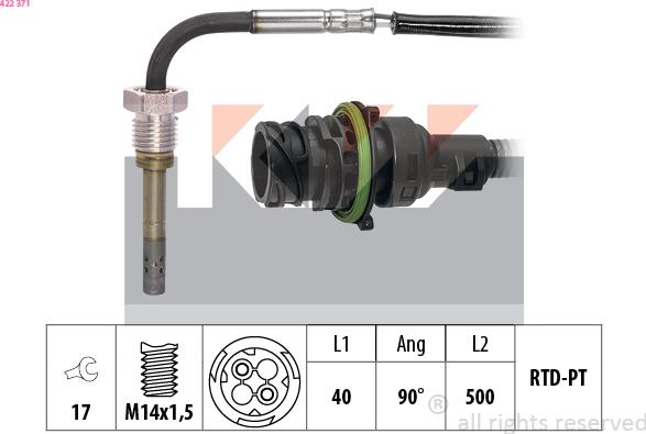 KW 422 371 - Датчик, температура вихлопних газів autozip.com.ua