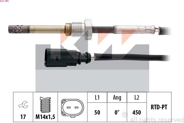 KW 422 295 - Датчик, температура вихлопних газів autozip.com.ua