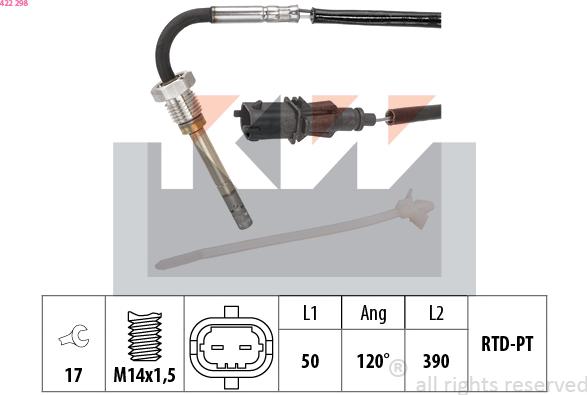 KW 422 298 - Датчик, температура вихлопних газів autozip.com.ua