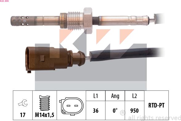 KW 422 256 - Датчик, температура вихлопних газів autozip.com.ua