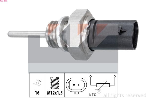 KW 422 260 - Датчик, температура вихлопних газів autozip.com.ua