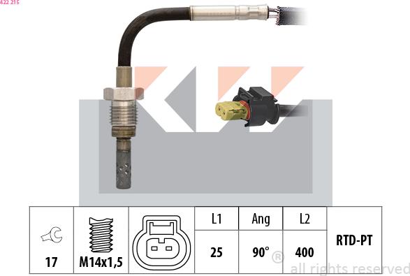 KW 422 215 - Датчик, температура вихлопних газів autozip.com.ua