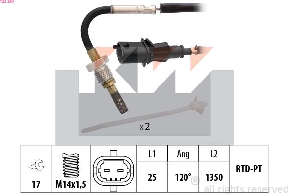 KW 422 230 - Датчик, температура вихлопних газів autozip.com.ua