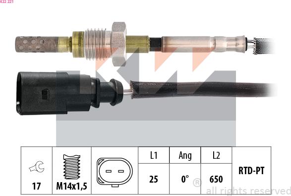 KW 422 221 - Датчик, температура вихлопних газів autozip.com.ua