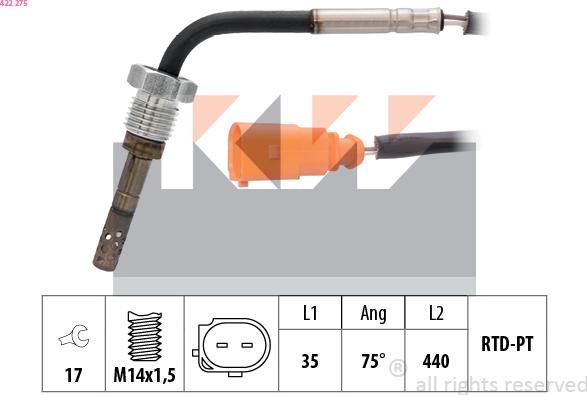 KW 422 275 - Датчик, температура вихлопних газів autozip.com.ua