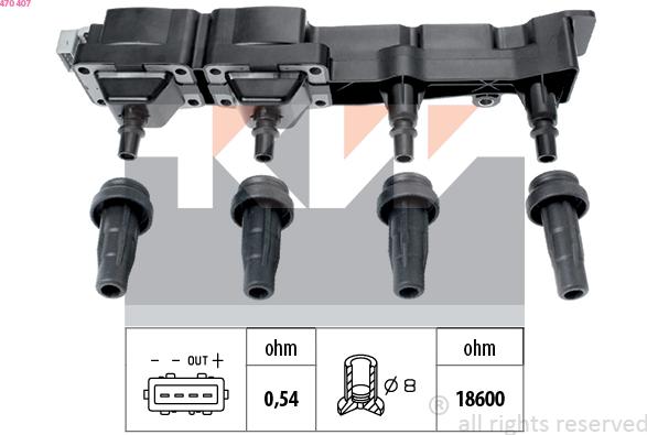 KW 470 407 - Котушка запалювання autozip.com.ua