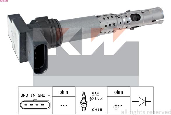 KW 470 431 - Котушка запалювання autozip.com.ua