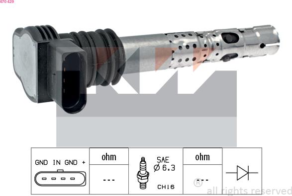 KW 470 429 - Котушка запалювання autozip.com.ua