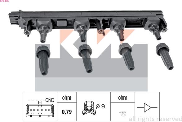 KW 470 476 - Котушка запалювання autozip.com.ua