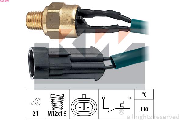 KW 540 089 - Датчик, температура охолоджуючої рідини autozip.com.ua