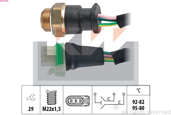 KW 550 618 - Термовимикач, вентилятор радіатора / кондиціонера autozip.com.ua