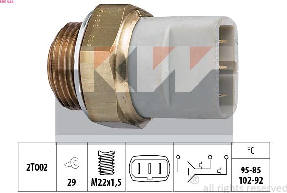 KW 550 635 - Термовимикач, вентилятор радіатора / кондиціонера autozip.com.ua