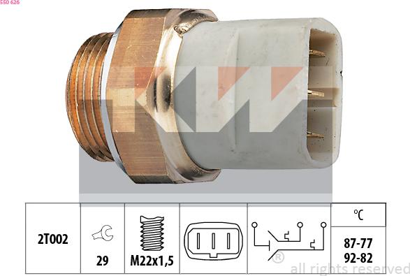 KW 550 626 - Термовимикач, вентилятор радіатора / кондиціонера autozip.com.ua