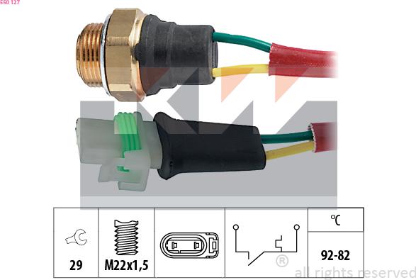 KW 550 127 - Термовимикач, вентилятор радіатора / кондиціонера autozip.com.ua