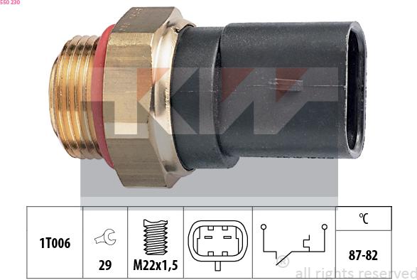 KW 550 230 - Термовимикач, вентилятор радіатора / кондиціонера autozip.com.ua