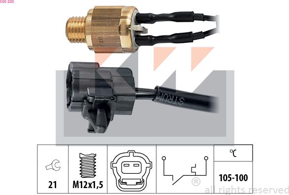 KW 550 220 - Термовимикач, вентилятор радіатора / кондиціонера autozip.com.ua